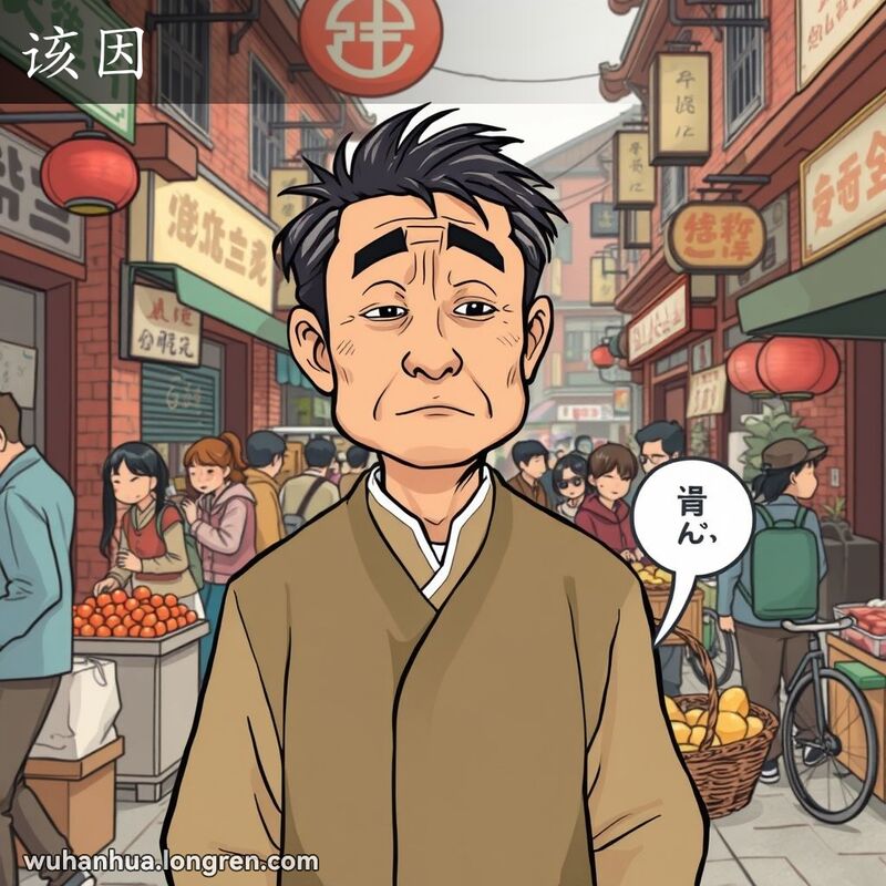 一位中年男子站在武汉市场中，望着被撞翻的水果篮，面带无奈和悲伤的表情，背景是武汉老街景