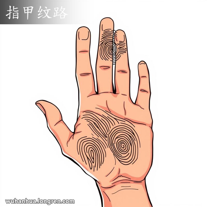 一只手的特写，展示了指尖上的独特指纹纹路，背景简单中性。