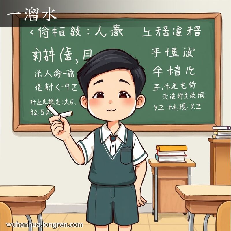 一位武汉学生在教室黑板前流利书写，展示熟练程度，背景是典型教室场景