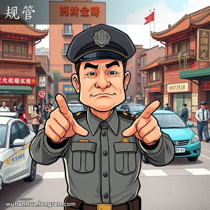 一位交警在武汉街头指挥交通，车辆和行人有序行进，背景是武汉老街景