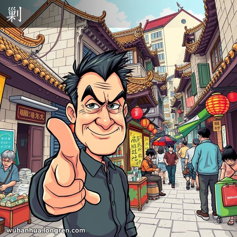 一位男子在武汉街头小店前勒索店主，背景是繁忙的老街景
