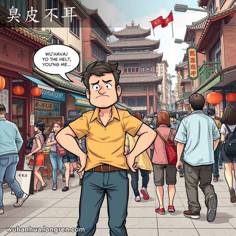 一位武汉市民在街头试图引起另一位市民的注意，但对方完全不理会，背对着他继续走开，前者露出沮丧和不满的表情。