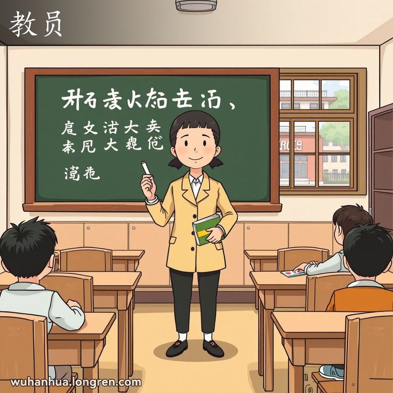 一位教师在武汉传统教室里讲课，学生们专注地听讲，背景是武汉的街景