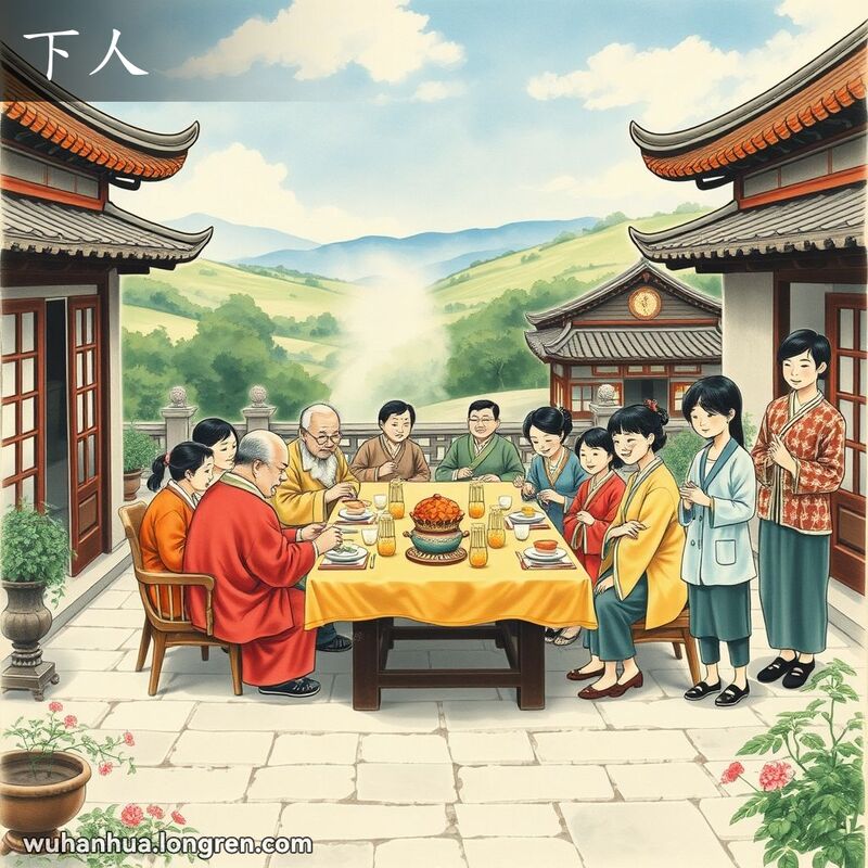 清明节家族聚会，晚辈准备祭祖，背景是宁静的乡村景色