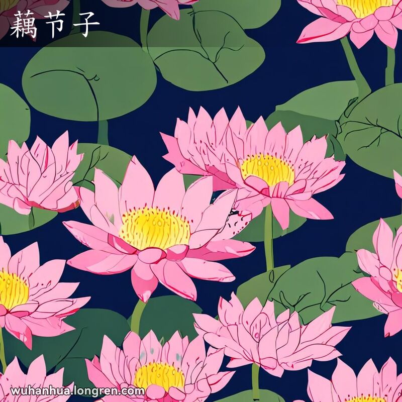 莲藕两段相接处的黑色节段，覆盖着细小的须根，背景是宁静的荷塘