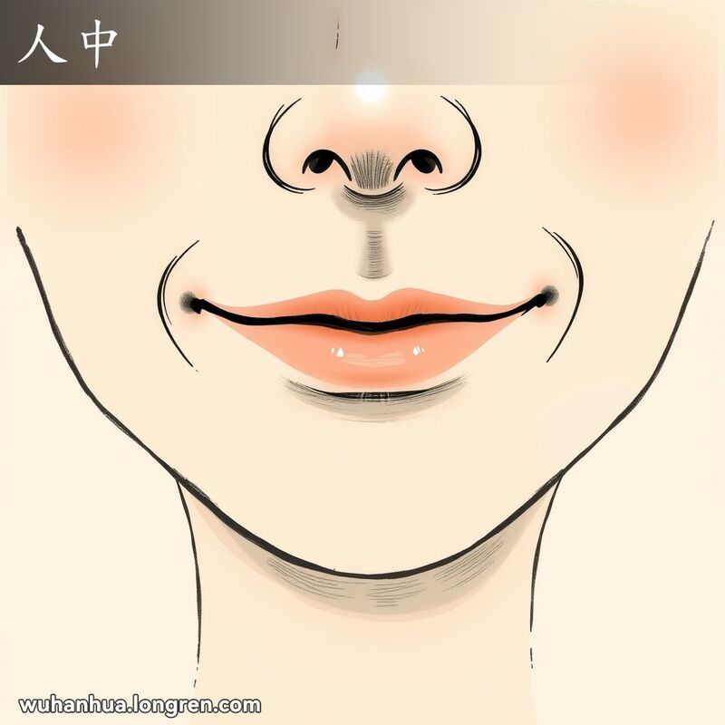 人的面部特写，突出鼻子和上唇之间的人中部位