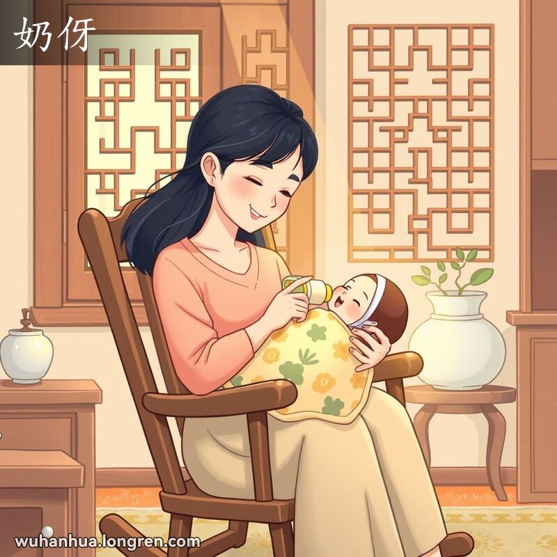 一位武汉母亲在家中喂养婴儿，背景是传统的中式窗户和盆栽