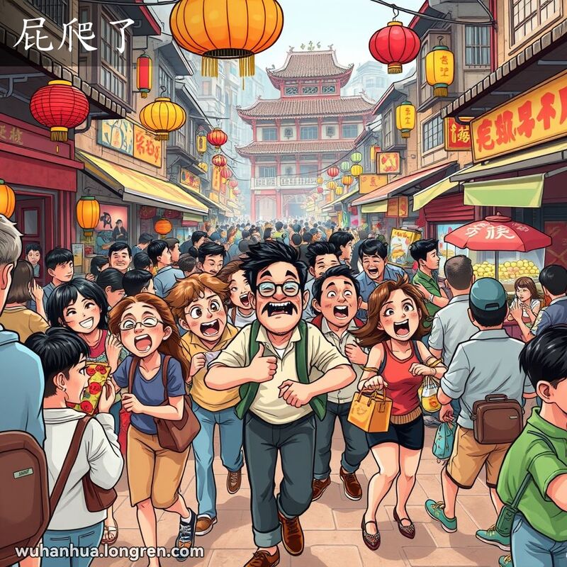武汉街头市场，人们忙碌穿梭，展现“屁爬了”的热闹场景